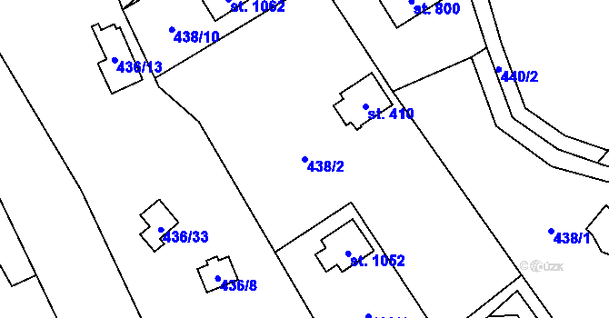 Parcela st. 438/2 v KÚ Kamenný Přívoz, Katastrální mapa