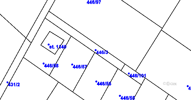 Parcela st. 446/3 v KÚ Kamenný Přívoz, Katastrální mapa
