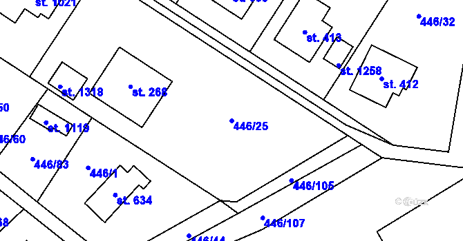 Parcela st. 446/25 v KÚ Kamenný Přívoz, Katastrální mapa