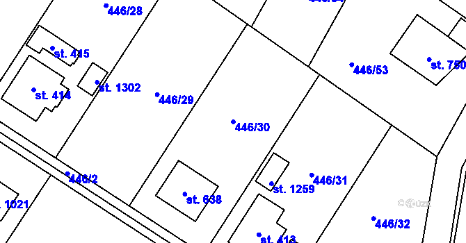 Parcela st. 446/30 v KÚ Kamenný Přívoz, Katastrální mapa