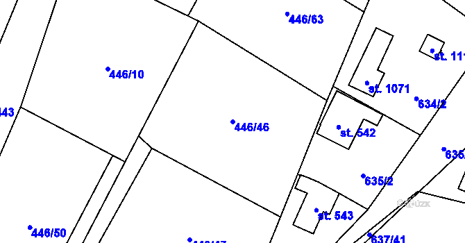 Parcela st. 446/46 v KÚ Kamenný Přívoz, Katastrální mapa