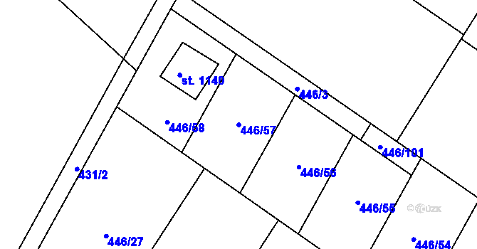 Parcela st. 446/57 v KÚ Kamenný Přívoz, Katastrální mapa