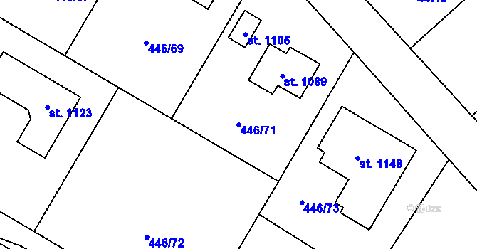 Parcela st. 446/71 v KÚ Kamenný Přívoz, Katastrální mapa
