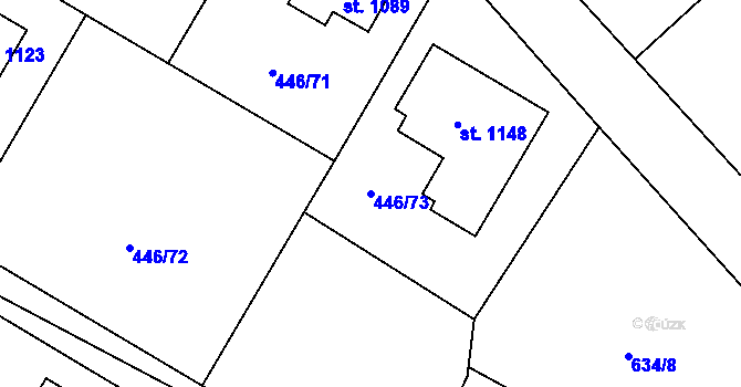 Parcela st. 446/73 v KÚ Kamenný Přívoz, Katastrální mapa