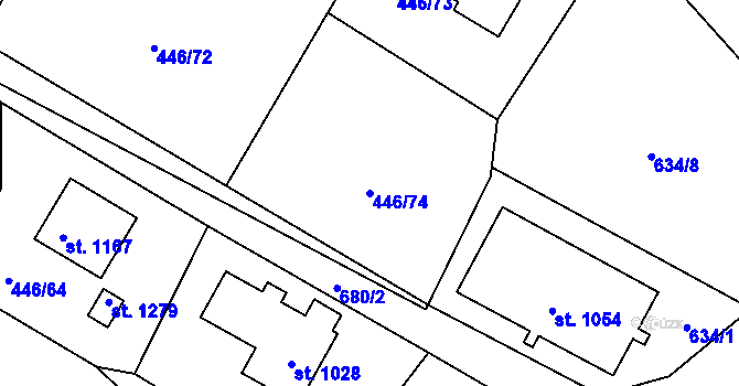 Parcela st. 446/74 v KÚ Kamenný Přívoz, Katastrální mapa