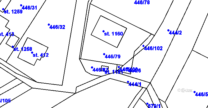 Parcela st. 446/79 v KÚ Kamenný Přívoz, Katastrální mapa