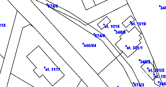 Parcela st. 446/84 v KÚ Kamenný Přívoz, Katastrální mapa