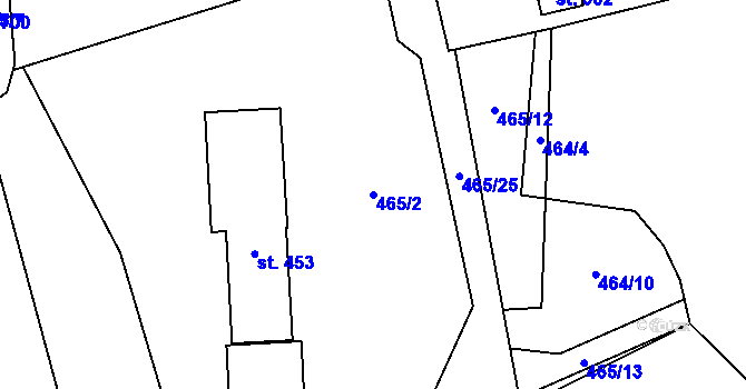 Parcela st. 465/2 v KÚ Kamenný Přívoz, Katastrální mapa