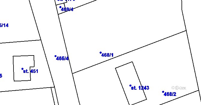 Parcela st. 468/1 v KÚ Kamenný Přívoz, Katastrální mapa