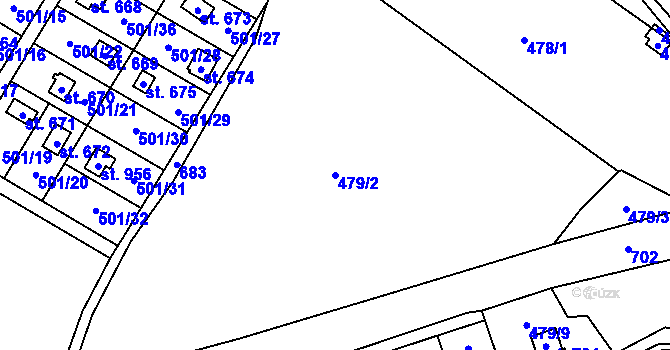 Parcela st. 479/2 v KÚ Kamenný Přívoz, Katastrální mapa
