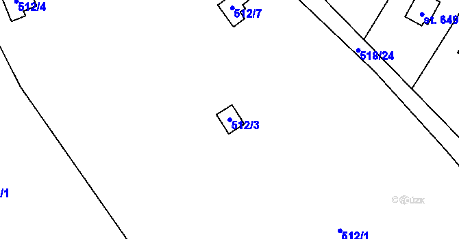 Parcela st. 512/3 v KÚ Kamenný Přívoz, Katastrální mapa