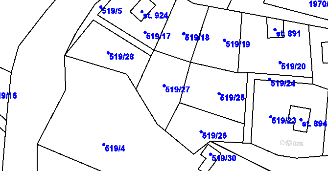 Parcela st. 519/27 v KÚ Kamenný Přívoz, Katastrální mapa