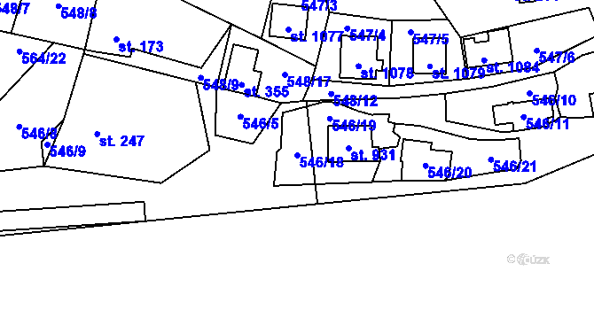 Parcela st. 546/18 v KÚ Kamenný Přívoz, Katastrální mapa