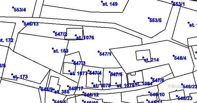 Parcela st. 547/1 v KÚ Kamenný Přívoz, Katastrální mapa