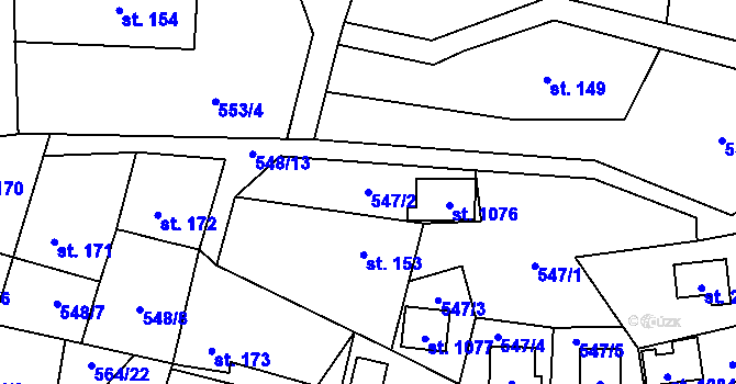Parcela st. 547/2 v KÚ Kamenný Přívoz, Katastrální mapa
