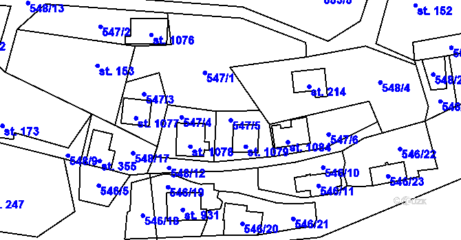 Parcela st. 547/5 v KÚ Kamenný Přívoz, Katastrální mapa