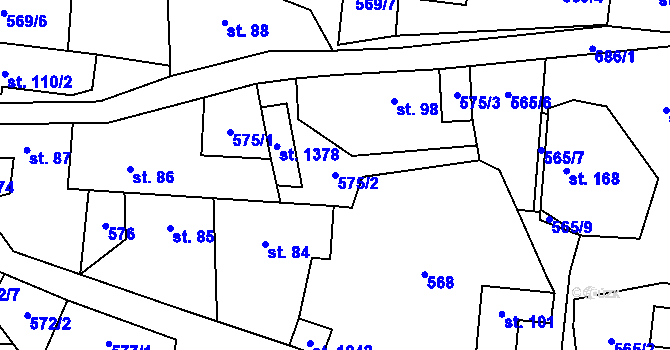 Parcela st. 575/2 v KÚ Kamenný Přívoz, Katastrální mapa