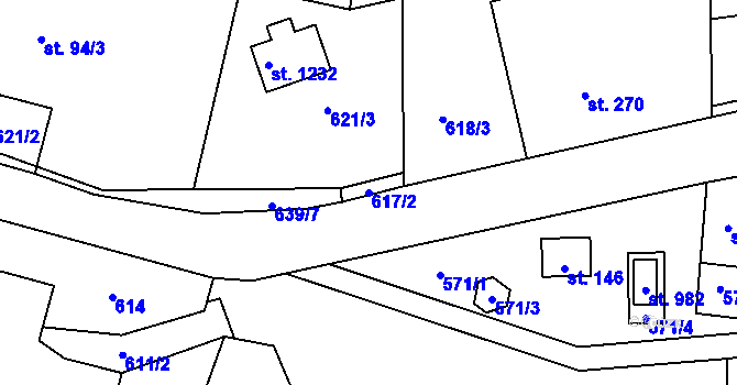 Parcela st. 617/2 v KÚ Kamenný Přívoz, Katastrální mapa