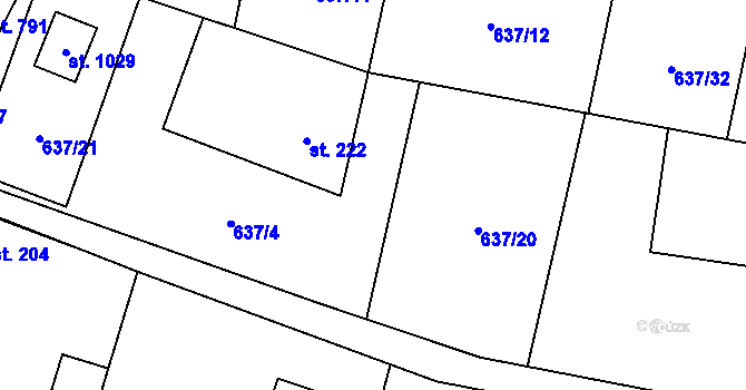 Parcela st. 637/35 v KÚ Kamenný Přívoz, Katastrální mapa