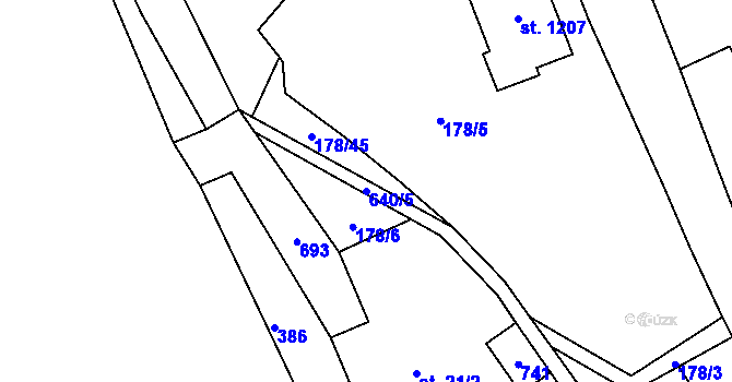 Parcela st. 640/5 v KÚ Kamenný Přívoz, Katastrální mapa