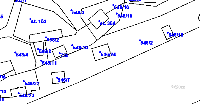Parcela st. 546/24 v KÚ Kamenný Přívoz, Katastrální mapa
