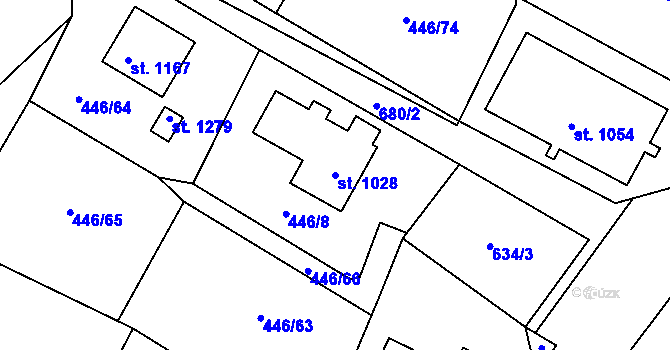 Parcela st. 1028 v KÚ Kamenný Přívoz, Katastrální mapa
