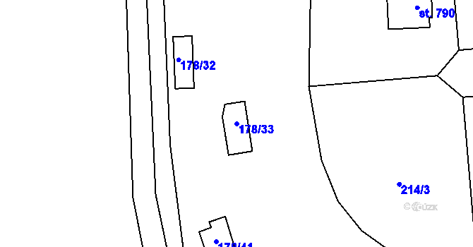 Parcela st. 178/33 v KÚ Kamenný Přívoz, Katastrální mapa