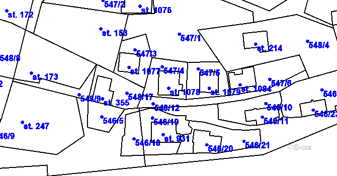 Parcela st. 1078 v KÚ Kamenný Přívoz, Katastrální mapa