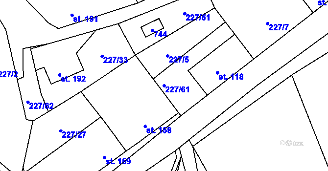 Parcela st. 227/61 v KÚ Kamenný Přívoz, Katastrální mapa
