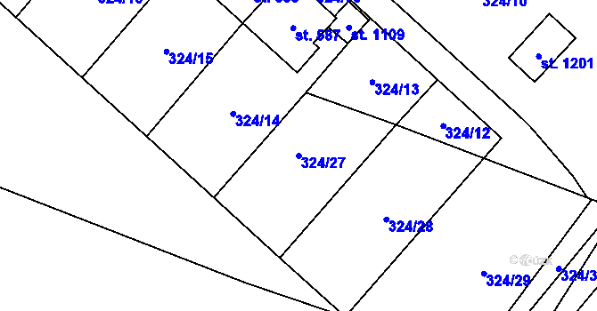 Parcela st. 324/27 v KÚ Kamenný Přívoz, Katastrální mapa