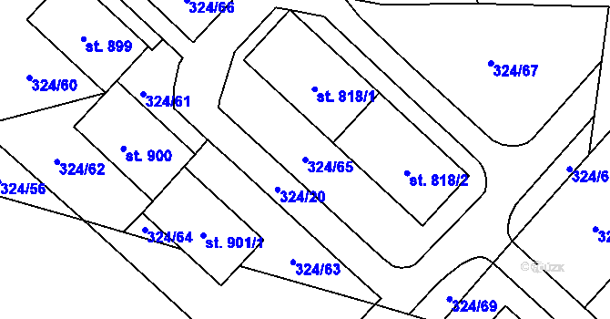 Parcela st. 324/65 v KÚ Kamenný Přívoz, Katastrální mapa
