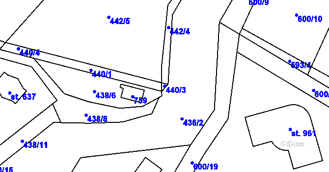 Parcela st. 440/3 v KÚ Kamenný Přívoz, Katastrální mapa