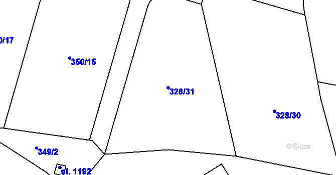 Parcela st. 328/31 v KÚ Kamenný Přívoz, Katastrální mapa