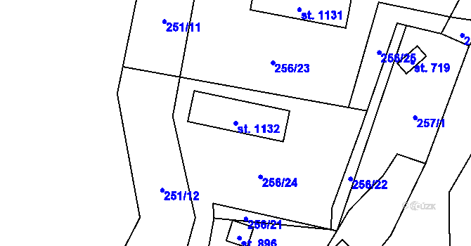 Parcela st. 1132 v KÚ Kamenný Přívoz, Katastrální mapa
