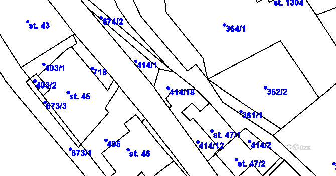 Parcela st. 414/18 v KÚ Kamenný Přívoz, Katastrální mapa