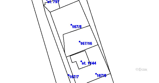 Parcela st. 167/16 v KÚ Kamenný Přívoz, Katastrální mapa