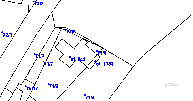 Parcela st. 71/6 v KÚ Kamenný Přívoz, Katastrální mapa