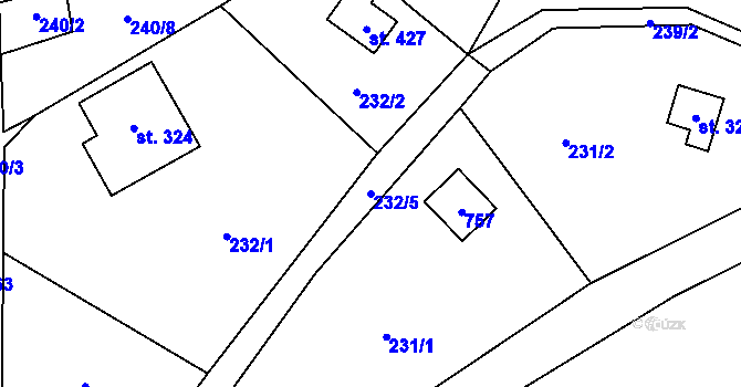 Parcela st. 232/5 v KÚ Kamenný Přívoz, Katastrální mapa