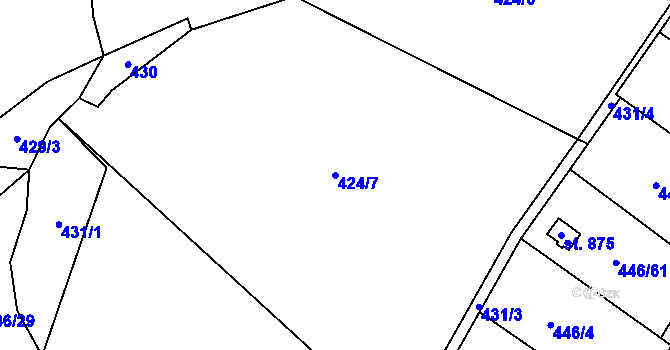 Parcela st. 424/7 v KÚ Kamenný Přívoz, Katastrální mapa