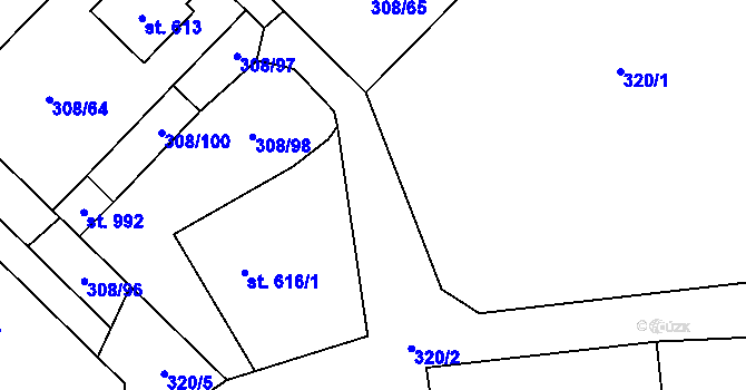 Parcela st. 320/3 v KÚ Kamenný Přívoz, Katastrální mapa