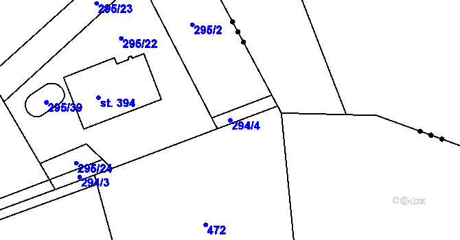 Parcela st. 294/4 v KÚ Kamenný Přívoz, Katastrální mapa