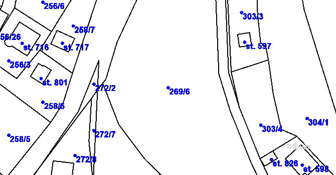 Parcela st. 269/6 v KÚ Kamenný Přívoz, Katastrální mapa
