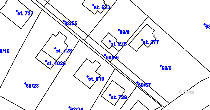 Parcela st. 68/56 v KÚ Kamenný Přívoz, Katastrální mapa