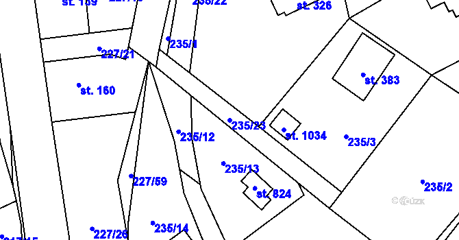Parcela st. 235/23 v KÚ Kamenný Přívoz, Katastrální mapa