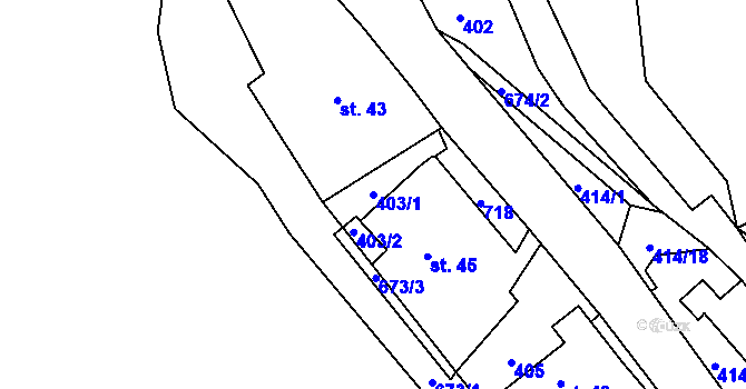 Parcela st. 403/1 v KÚ Kamenný Přívoz, Katastrální mapa