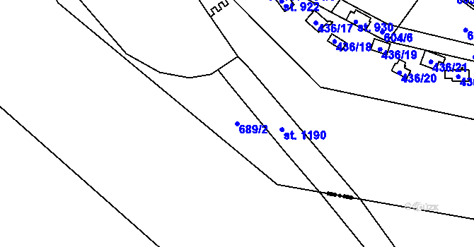 Parcela st. 689/2 v KÚ Kamenný Přívoz, Katastrální mapa