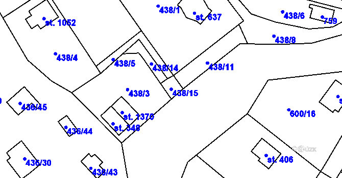 Parcela st. 438/15 v KÚ Kamenný Přívoz, Katastrální mapa