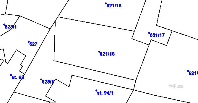 Parcela st. 621/18 v KÚ Kamenný Přívoz, Katastrální mapa