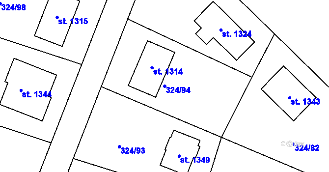 Parcela st. 324/94 v KÚ Kamenný Přívoz, Katastrální mapa