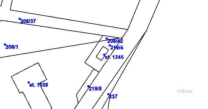 Parcela st. 1245 v KÚ Kamenný Přívoz, Katastrální mapa